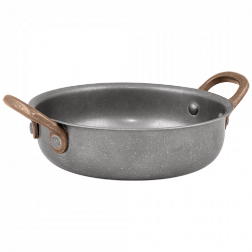 SLD18STB 1 - bonna - Antique Heavy Fry Pan - with 2 Side Brass Handles 18 x 4.5 cm - 900 ml