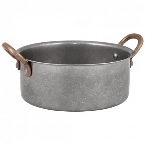 SLD600STB 1 - bonna - Antique Heavy Fry Pan - with 2 Side Brass Handles 13.5 x 4.75 cm - 600 ml